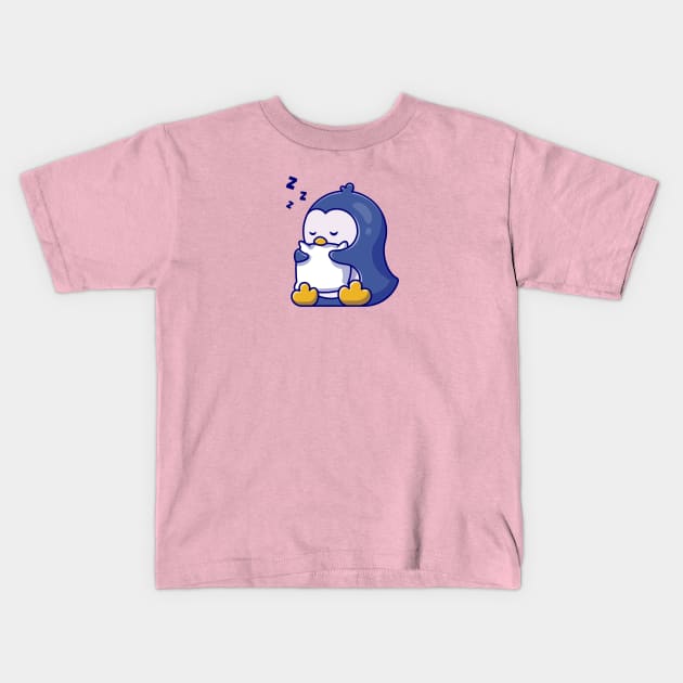 Cute Penguin Sleeping Hug Pillow Cartoon Kids T-Shirt by Catalyst Labs